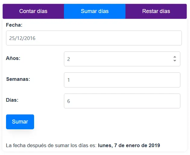 sumar dias a una fecha